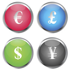Colored buttons with money symbols