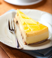 Piece of lemon cheesecake