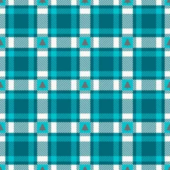 Seamless Pattern Turquoise Check Grey Xmas Trees © Jan Engel