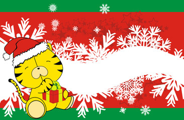 tiger baby cartoon xmas background