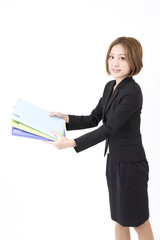 Beautiful business woman with file