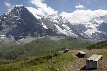 Jungfrau and Monch above Mannlichen footpath