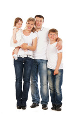 Fototapeta premium Happy family isolated over white background