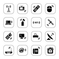 Wireless technology icons - BW series