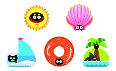 Vacation characters icon set