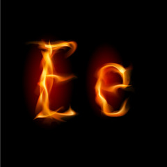 Fiery font. Letter E