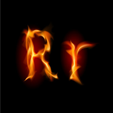 Fiery font. Letter R