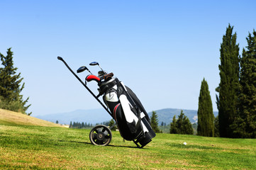 Golf bag on fairway - 36136480