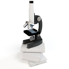 3d medical microscope with books