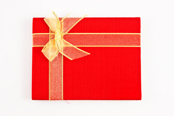 Red notebook on white background