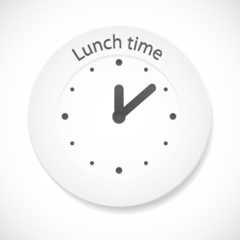 Lunch time clock. Vector illustration.