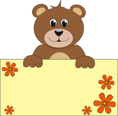 brauner teddy mit schild
