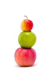 3 apple have drop of water isolate on white background