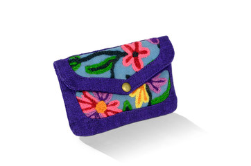 craft purple bag in flower pattern from Nepal