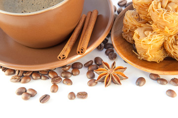 Turkish dessert, pie from coffee, cinnamon and an anise..