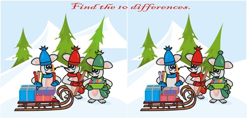 find 10 differences, activity, vector illustration