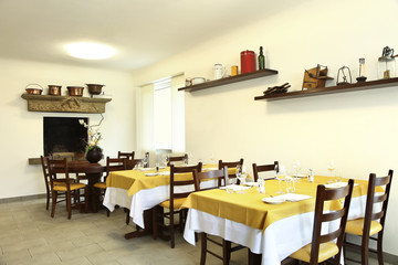 interior of a typical restaurant in central europe