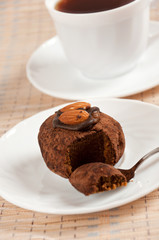 A delicious dessert - almond truffles and coffee