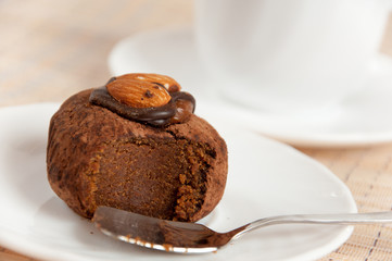 A delicious dessert - almond truffles and coffee