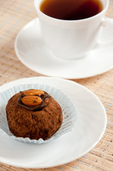 A delicious dessert - almond truffles and coffee