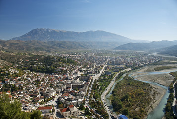 view of berat town center in albania