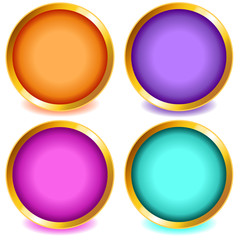 Colorful buttons with gold bevel-set2