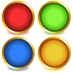 Colorful buttons with gold bevel-set1
