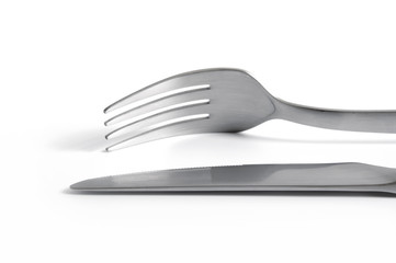 Knife and fork isolated on white background