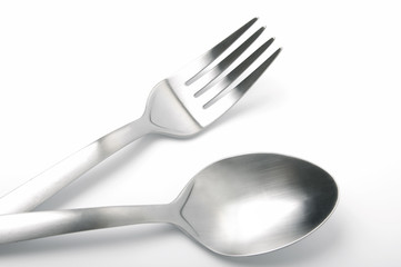 Spoon and fork isolated on white background