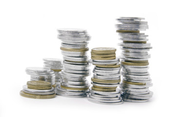 coin stack isolated on white