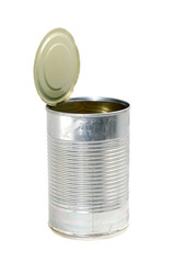 empty metal food can with top