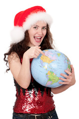 Christmas girl with globe