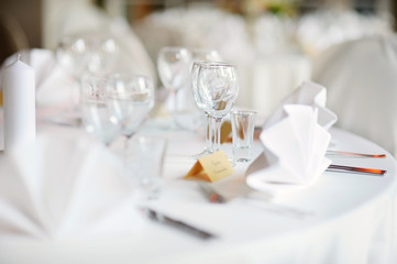 Table set for an event party or wedding reception