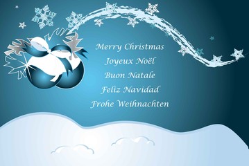 Mehrsprachige Weihnachtswünsche blau