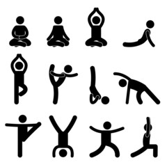 Yoga Meditation Exercise Stretching People Pictogram