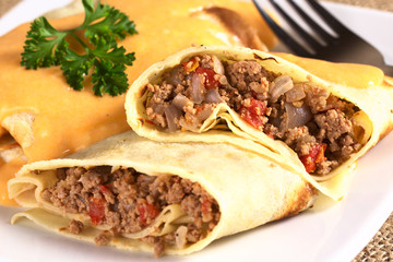 Hungarian-style Crepe a la Hortobagy filled with meat