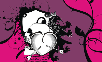 heraldic heart arrows crest background2