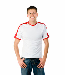 Pretty young man on white background