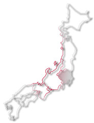 Map of Japan, Kanto highlighted