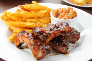 Baby back ribs and fries