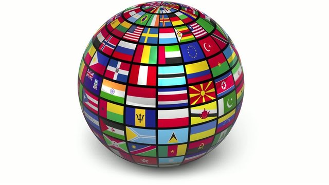 Rotating sphere with world flags