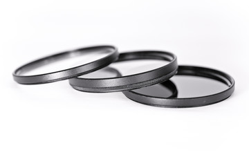 photographic filter, polariser, UV, neutral density isolated on