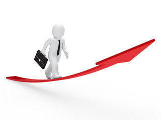 3d businessman run red arrow