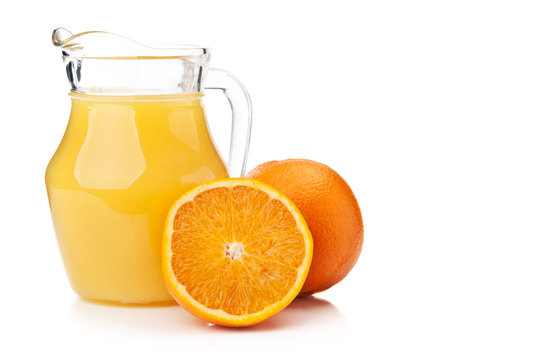 fresh orange and juice