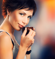 Beautiful Girl With Cup of Coffee