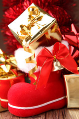 christmas boot and present