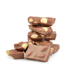 chocolate with nuts isolated