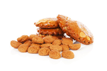 Pile of typical Dutch filled gingerbread cookies