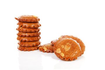 Pile of typical Dutch filled gingerbread cookies