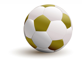 Soccer ball with golden pentagon parts